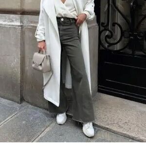 Zara Gray The Marine Straight leg jeans size US 4 high rise raw hem
